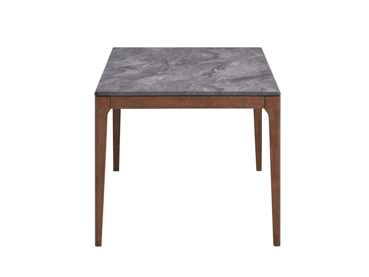 Bevis Engineered Stone Top Dining Table with Sturdy Wood Base - Walnut