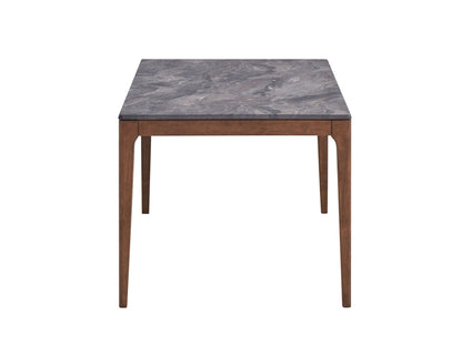 Bevis Engineered Stone Top Dining Table with Sturdy Wood Base - Walnut