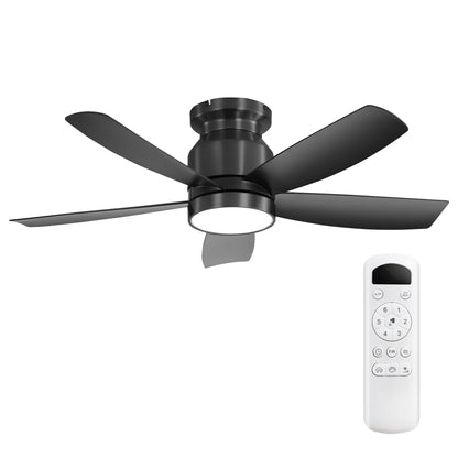Flush Mount Ceiling Fan With LED Light 22W And Remote Control