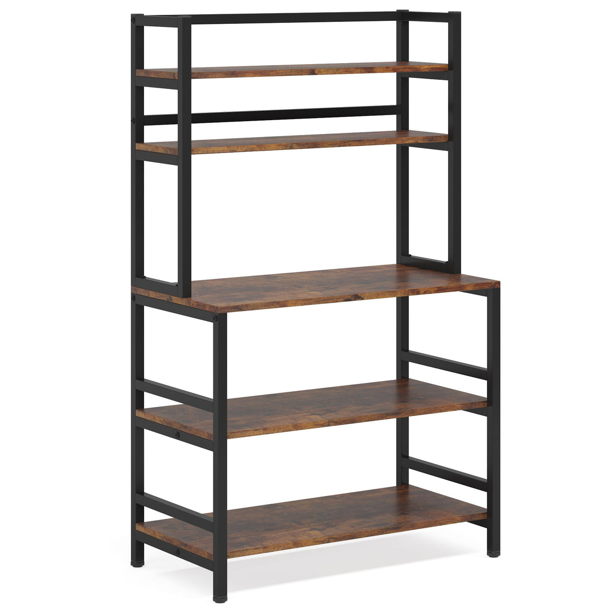 5 Tier Kitchen Bakers Rack With Hutch Microwave Stand