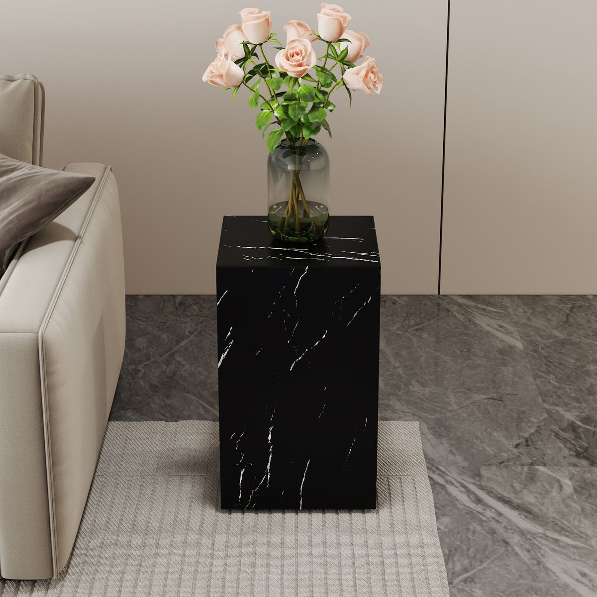 Modern Coffee Table with Wood Grain Finish - Dark Gray, Black, or Light Brown