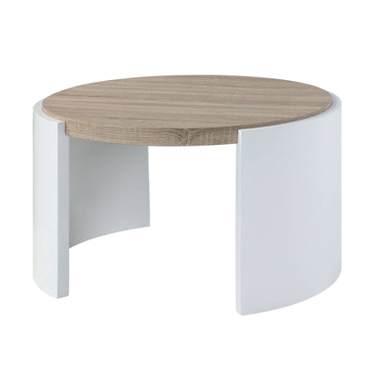 High Gloss End Table with Thick Tabletop - Light Brown