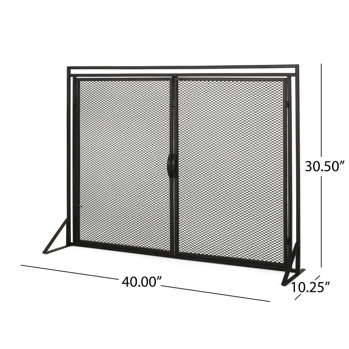 Samantha Iron Fireplace Screen with 2 Access Doors - Black or Gold