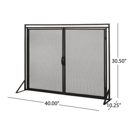 Samantha Iron Fireplace Screen with 2 Access Doors - Black or Gold