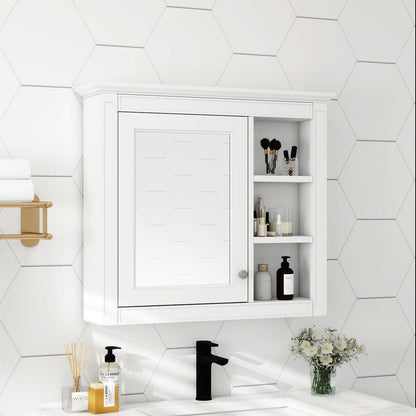 Wall Mounted Medicine Cabinet with Mirror and 3 Open Shelves - Multiple Colors
