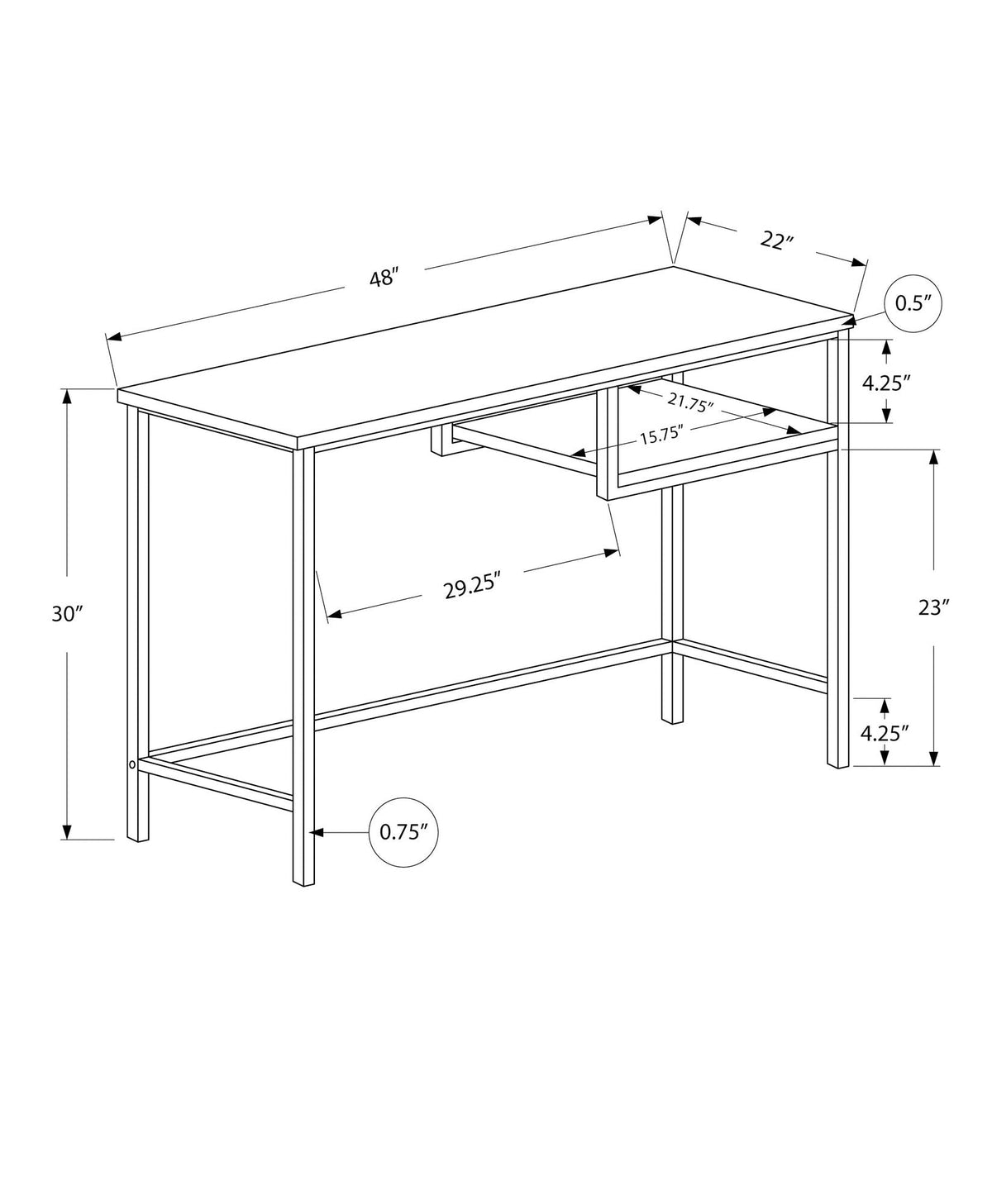 Compact Modern Computer Desk with Open Storage - Multiple Colors