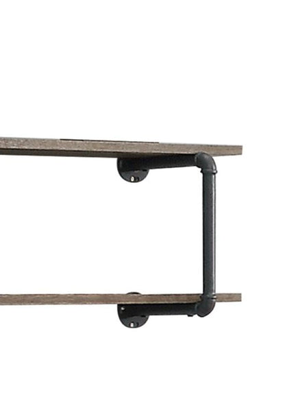 Antique Oak Wall Rack with 2-Tier Storage - Oak