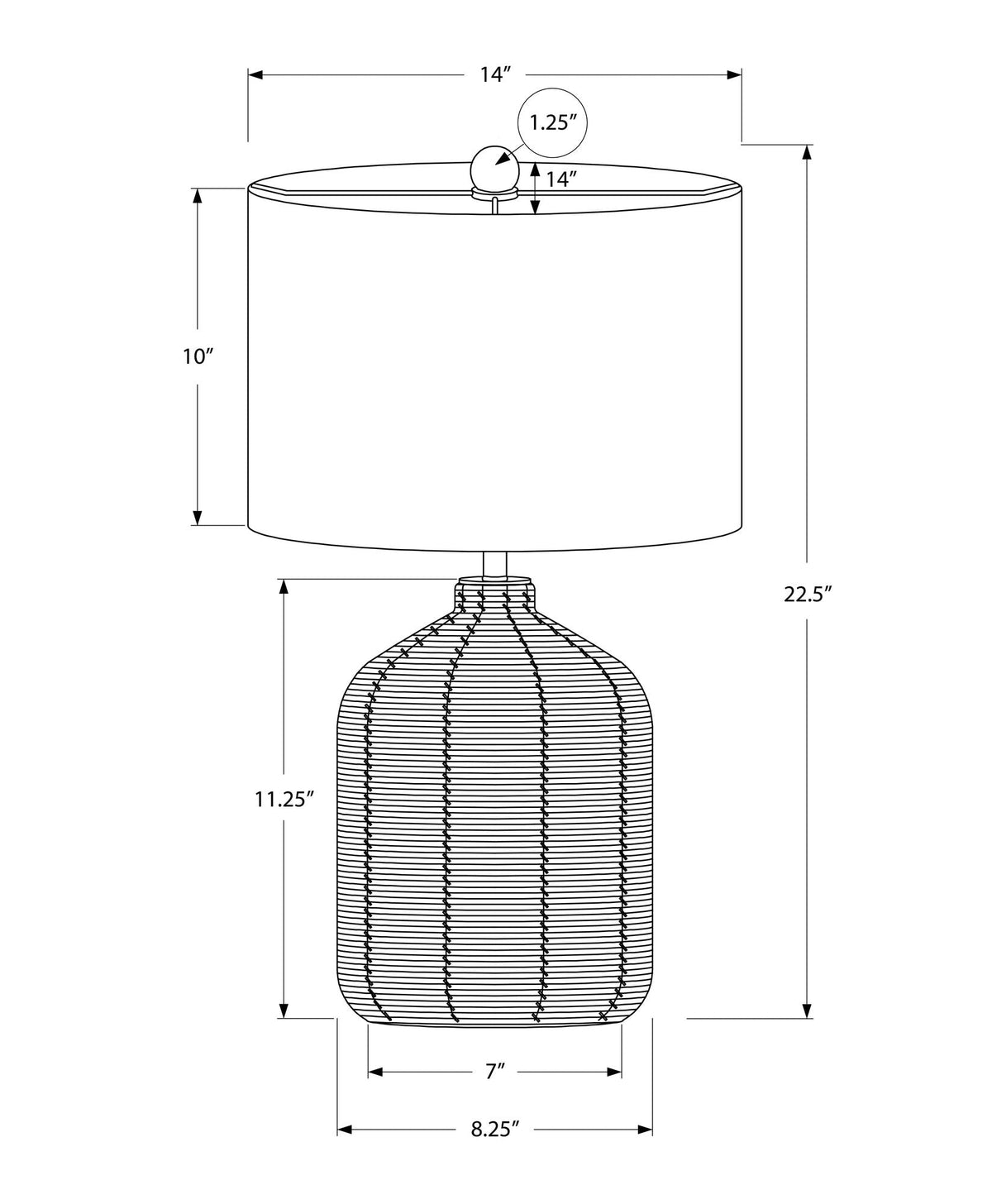 Modern Rattan Table Lamp with Fabric Shade - Light Brown or Black