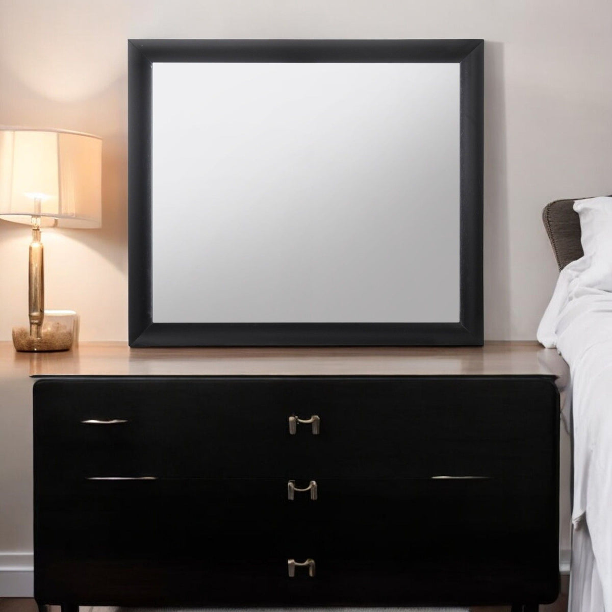 Contemporary Design Mirror with Modern Frame - Black, White, Dark Brown, Dark Gray