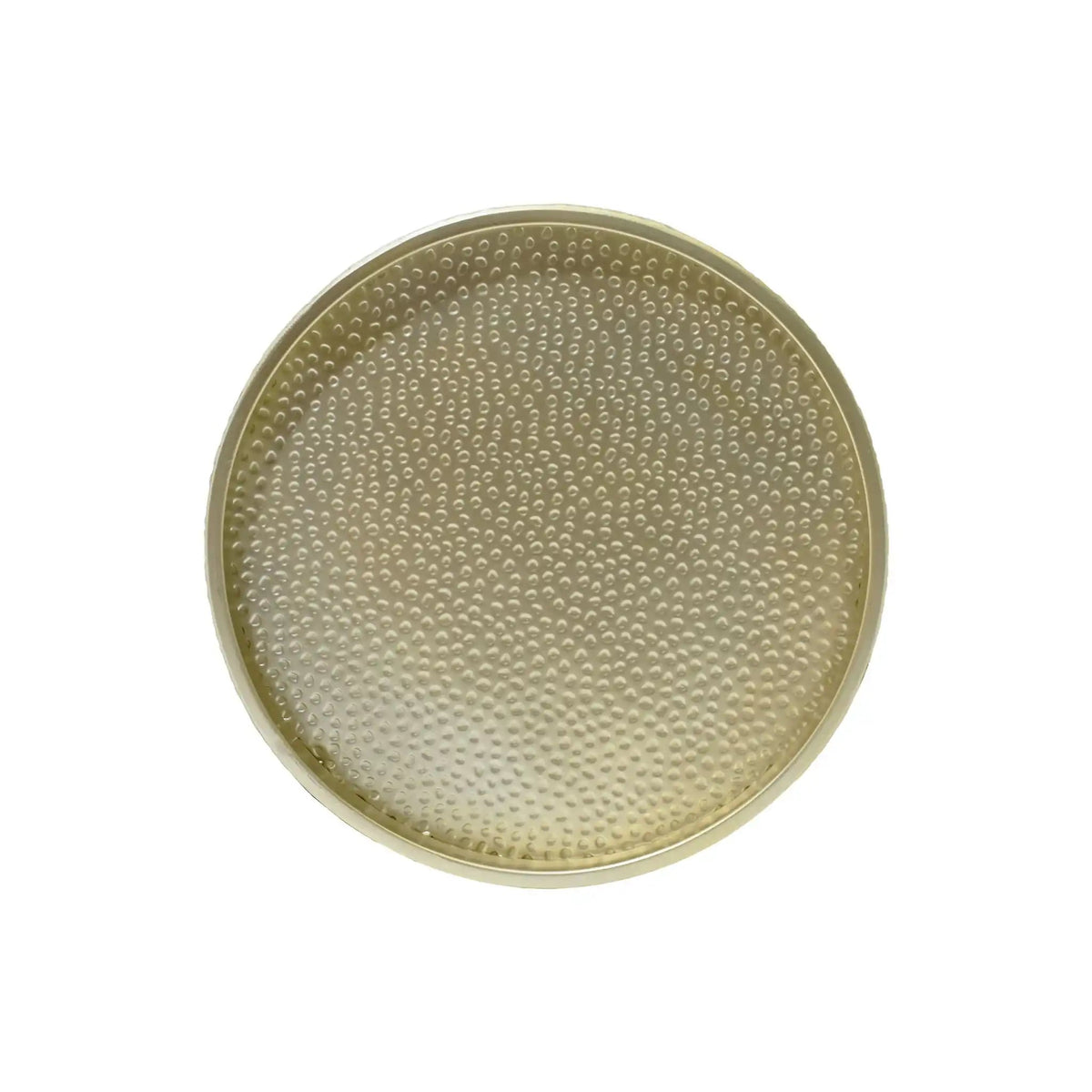 Modern Round Accent Table with Hammered Surface - Pearl Silver or Gold