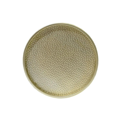 Modern Round Accent Table with Hammered Surface - Pearl Silver or Gold