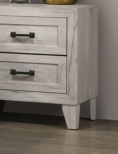 White Wash Bedside Table Nightstand with Melamine Top - White Wash