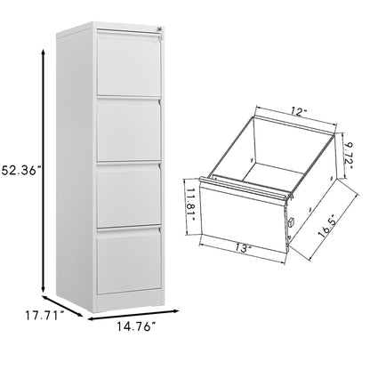Durable Metal 3 Drawer File Cabinet with Lock – Black or White