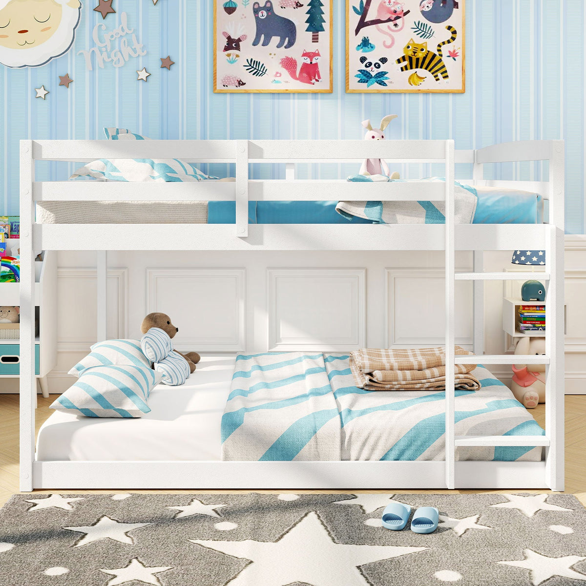 Full Over Full Bunk Bed Low-to-ground Bunk Bed