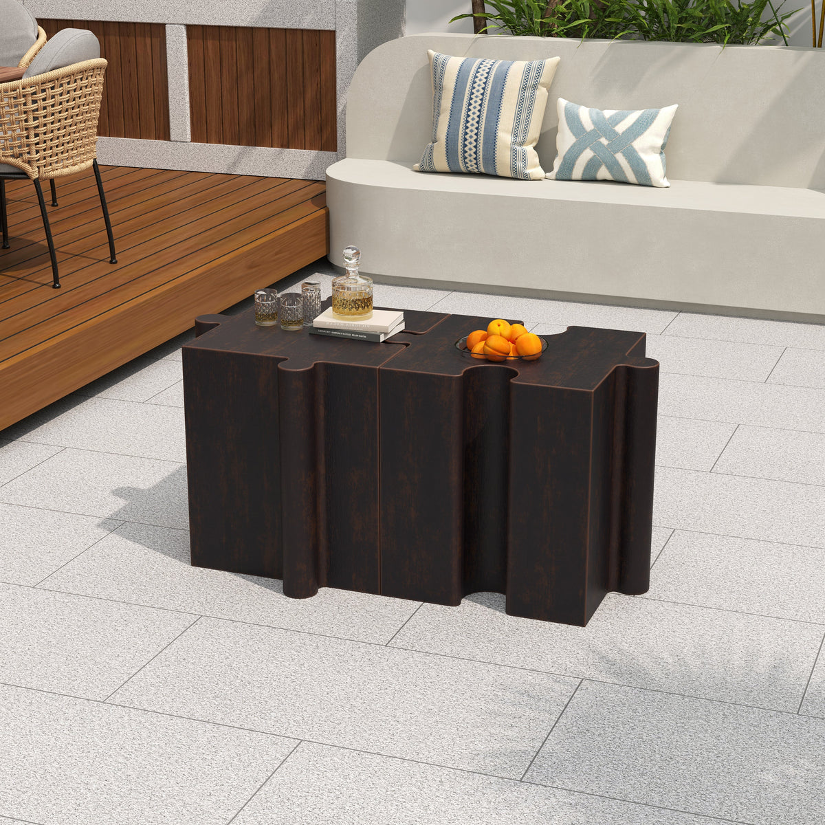3-Piece Artistic Puzzle Coffee Table Set