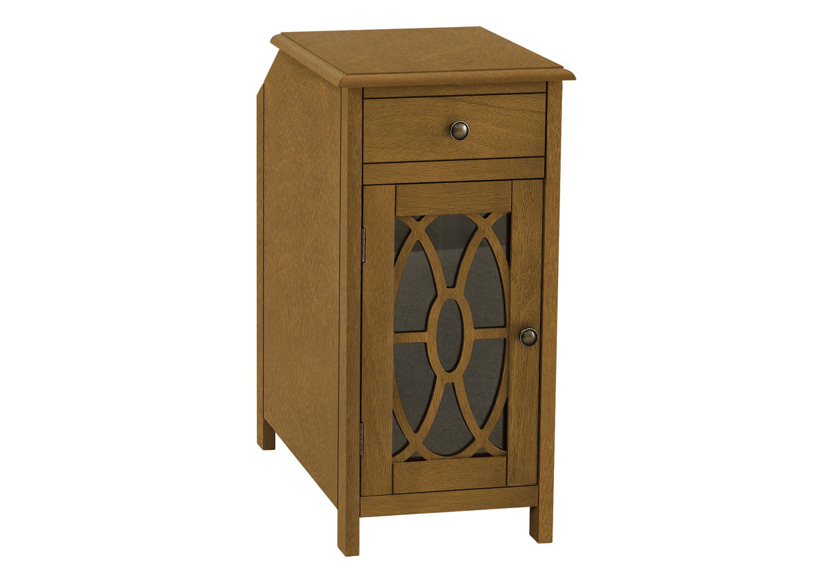 Taupe Accent Side Table with Storage Drawer - Wood