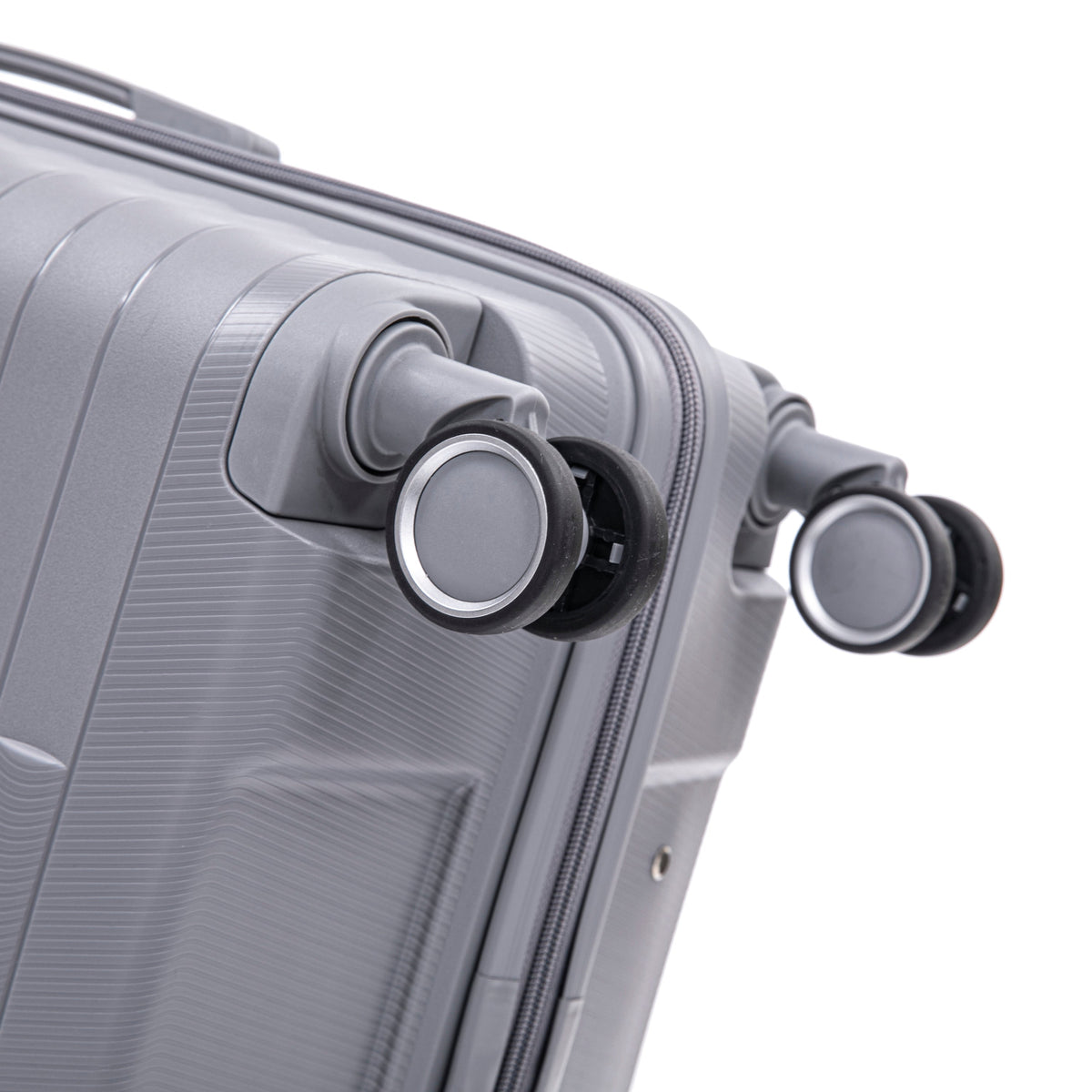 4-Piece Polypropylene Luggage Set with Spinner Wheels and Cosmetic Case - Light Gray