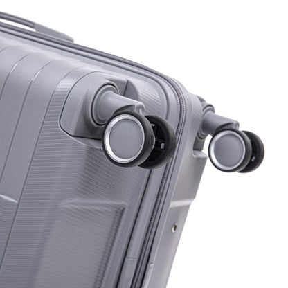 4-Piece Polypropylene Luggage Set with Spinner Wheels and Cosmetic Case - Light Gray