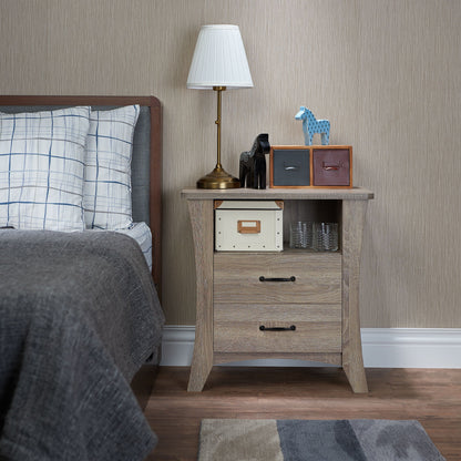 Accent Nightstand with Functional Storage - Dark Gray or Light Brown