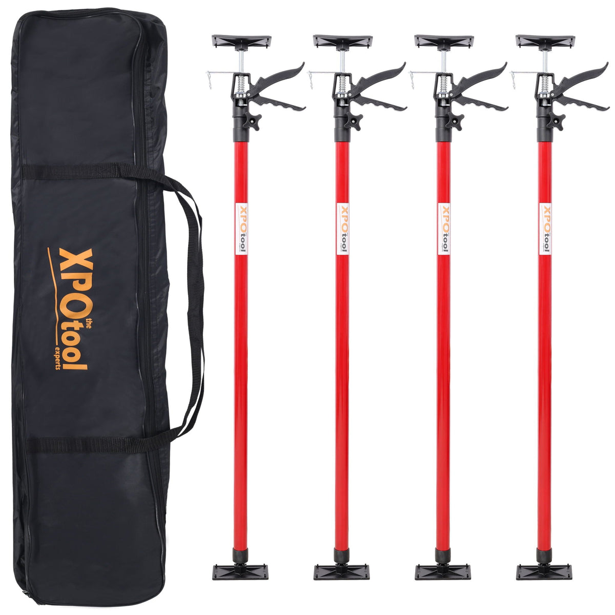 Adjustable Steel Support Pole System with Non-Slip Pads - Black+Red