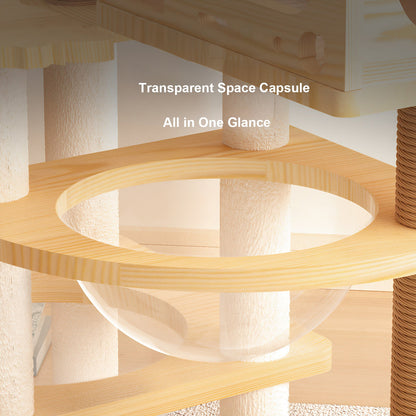 66.9" Modern Cat Tower with Sisal Scratching Posts - Wood Cat Tree
