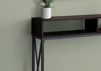 Contemporary Console Table with Metal X-Frame - Light Brown, Dark Brown, Dark Gray