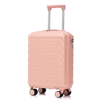 ABS 2-Piece Luggage Set with Spinner Wheels and Combination Lock - Pink