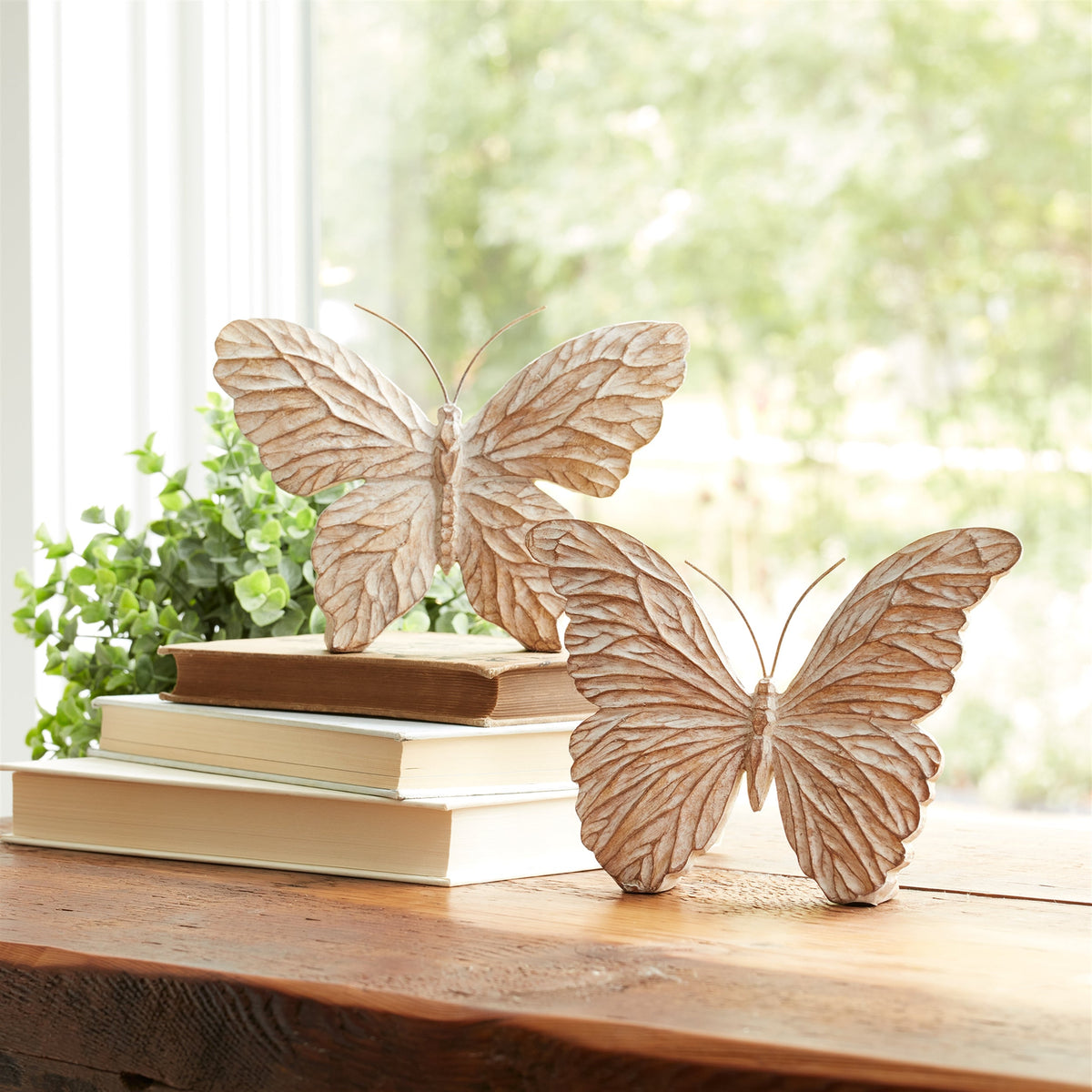 Carved Butterfly Shelf Sitter (Set of 4)