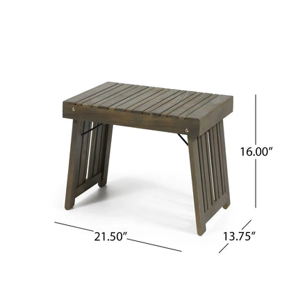 Temptation Outdoor Foldable Side Table with Slat Design - Dark Gray or Light Brown