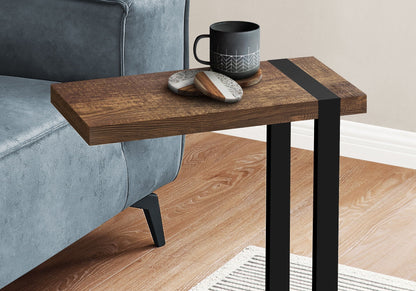C-Shaped Accent Table with Metal Frame - Black, Gray, or Light Brown