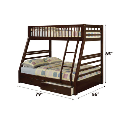 Jason Bunk Bed with Storage - Twin Over Full - White, Dark Gray, or Dark Brown
