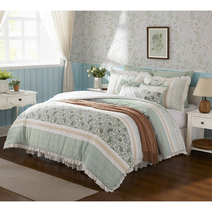 9 Piece Cotton Percale Comforter Set with Decorative Pillows - Aqua