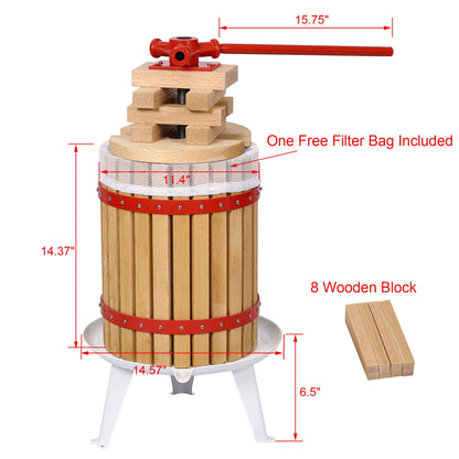 Fruit Wine Press Manual Juice Maker with Wide Plate - Light Brown