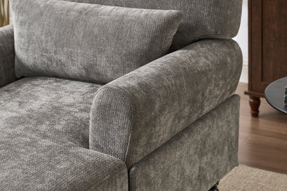Modern Grey Upholstered Chaise Lounge Sofa Recliner with Solid Wood Frame - Grey