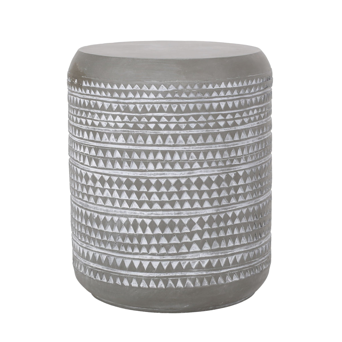 White Outdoor Side Table with Cylindrical Shape - Lightweight Concrete