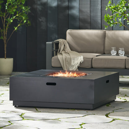 39'' Square Iron Fire Pit with 50,000 BTU Heating - Dark Gray