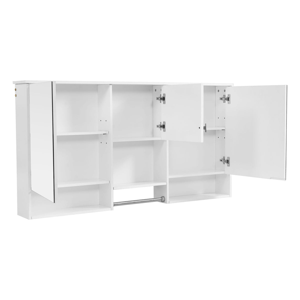 Wall-Mount 3-In-1 Mirror Cabinet with Adjustable Shelf - White