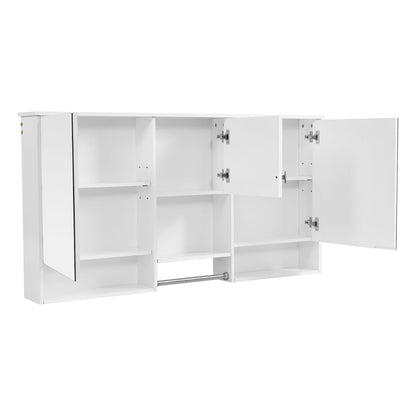 Wall-Mount 3-In-1 Mirror Cabinet with Adjustable Shelf - White