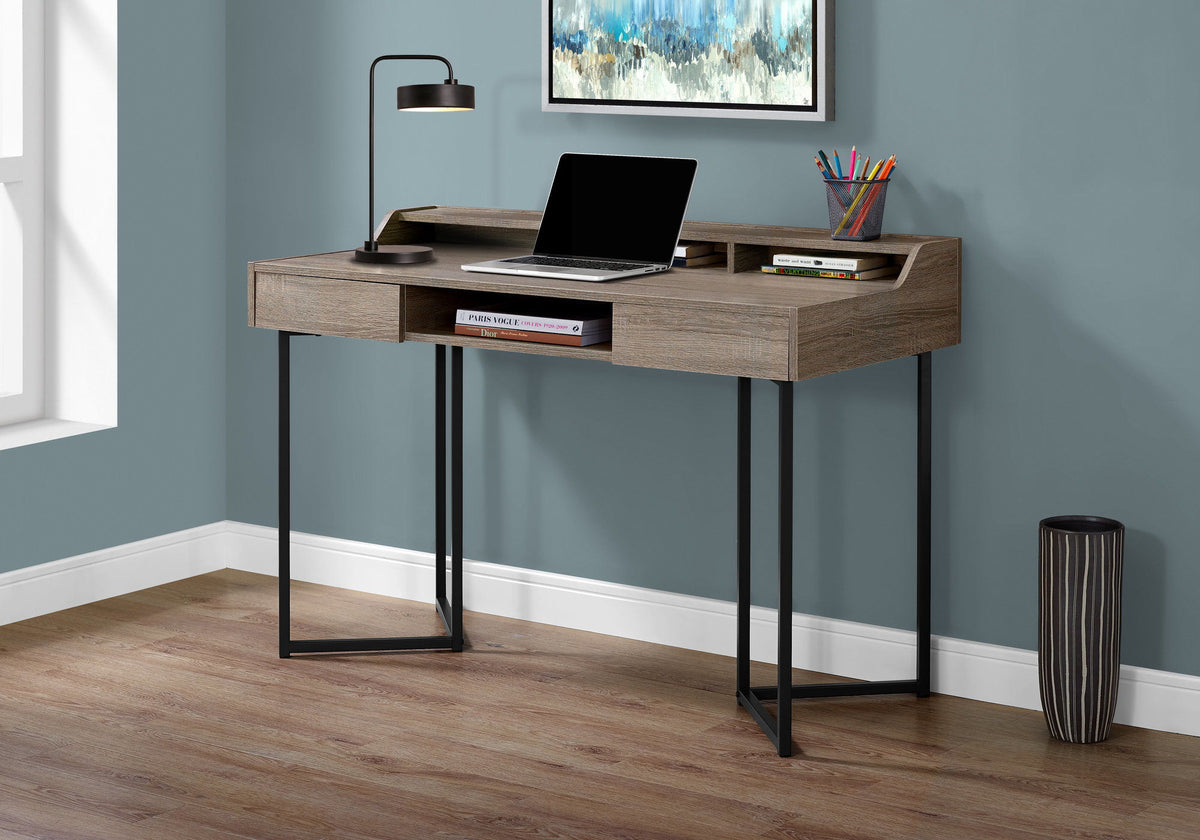 Modern Computer Desk with Ample Storage - White or Dark Brown