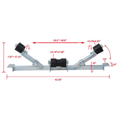 Heavy Duty Boat Trailer Support Bracket with Keel Rollers - Pearl Silver