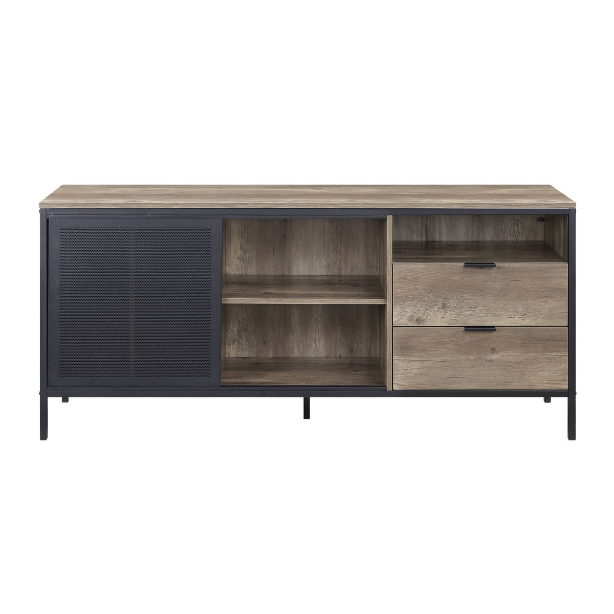 Light Brown Rustic TV Stand with Metal Frame - Nantan