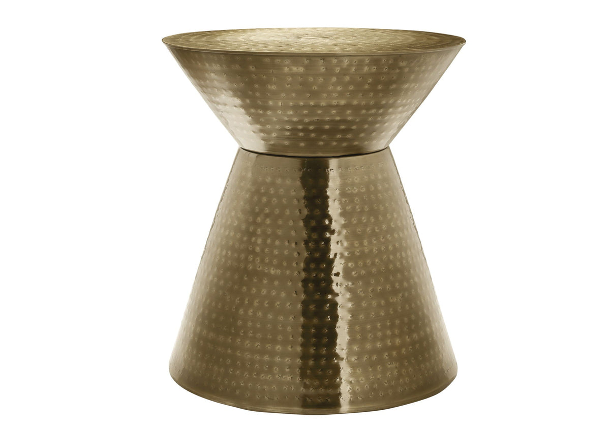 Drum Accent Side Table with Hammered Metal Finish - Dark Gray or Gold