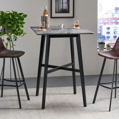 Modern Bar Height Dining Table with Rubberwood Legs - Dark Gray