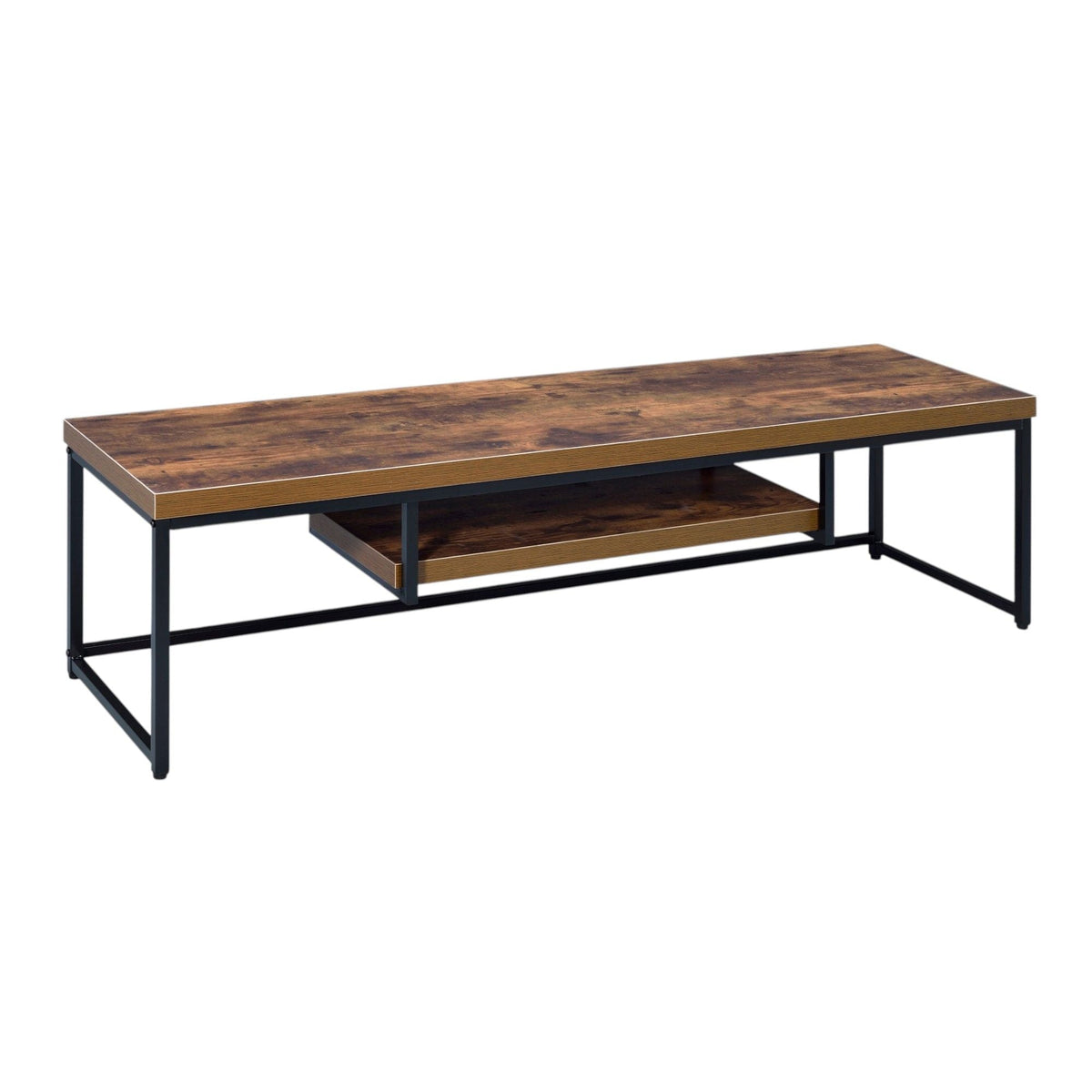 Compact TV Stand with Open Media Shelf - Light Brown or Dark Brown