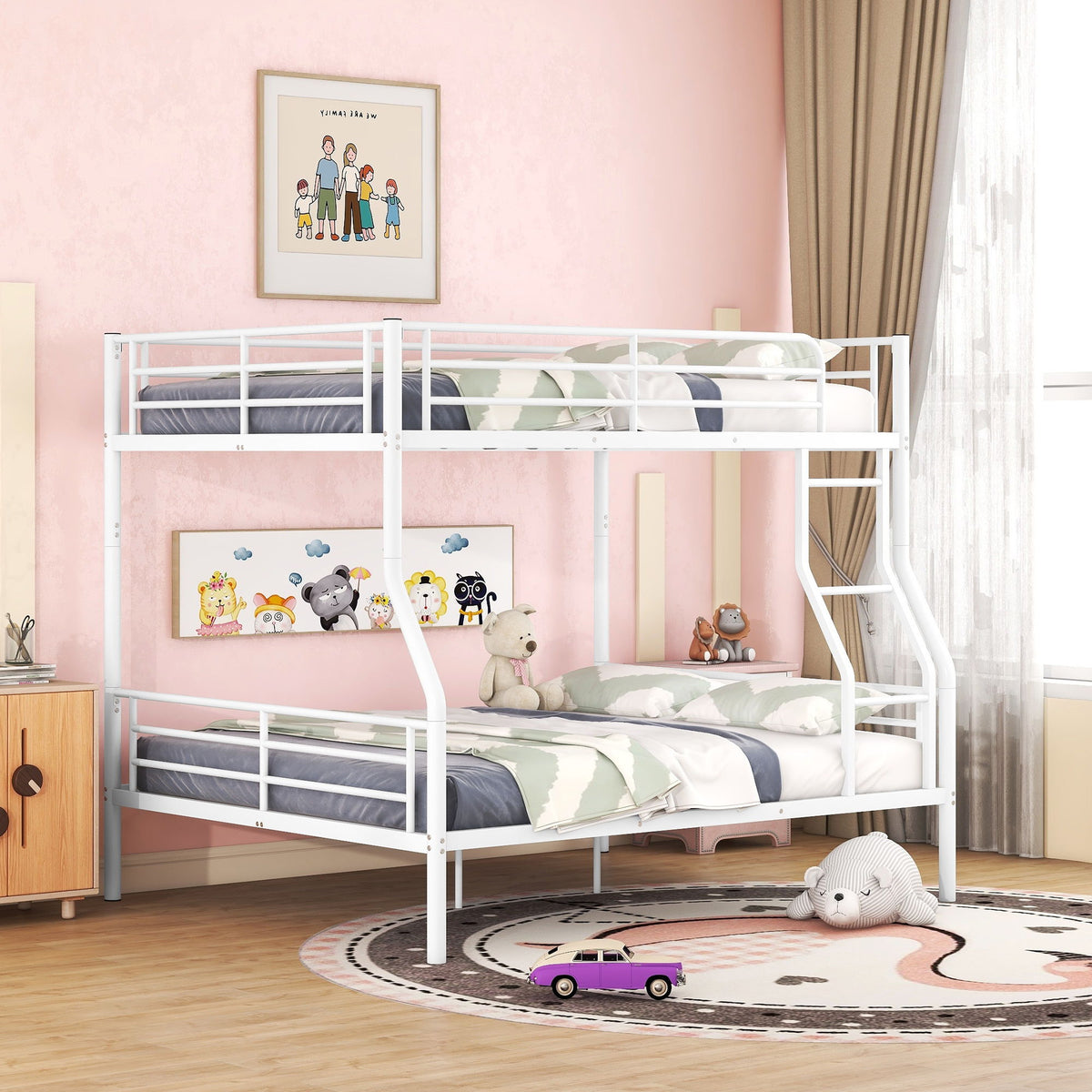 Steel Construction Bunk Bed with Convertible Design - Multiple Colors