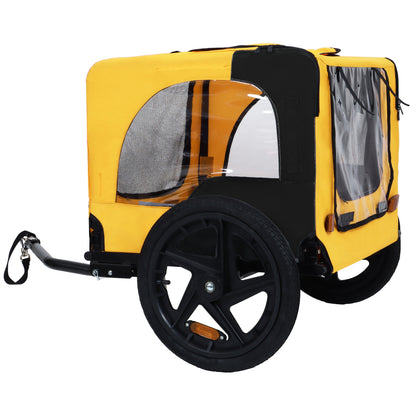 Pet Bike Trailer with Steel Frame and Foldable Design - Red