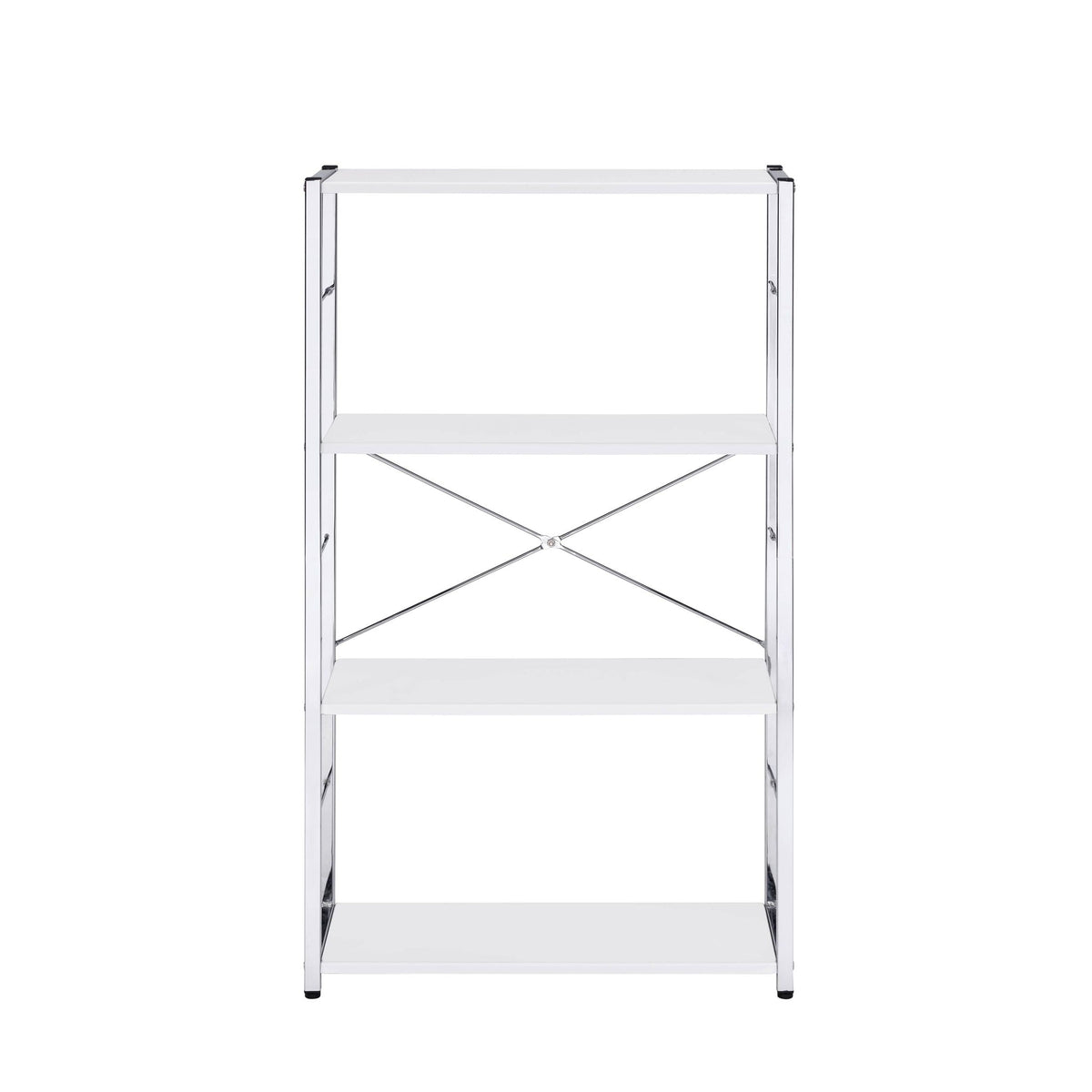 Tennos White Bookshelf with Metal Frame - Four Shelves