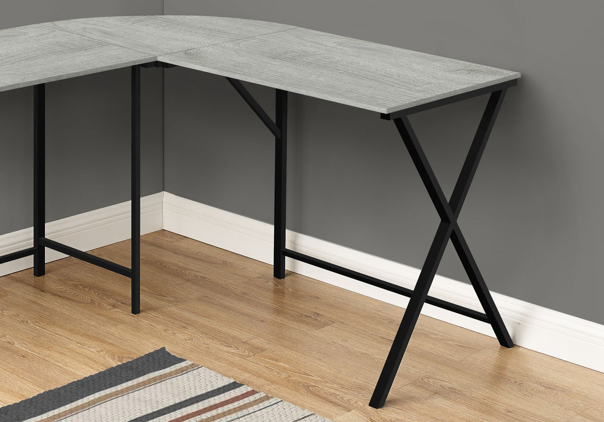 Contemporary L-Shaped Corner Computer Desk with Metal Base - Light Brown, Gray, or White