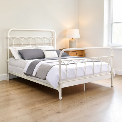 Citron Full Bed with Elegant Metal Panel Design - White
