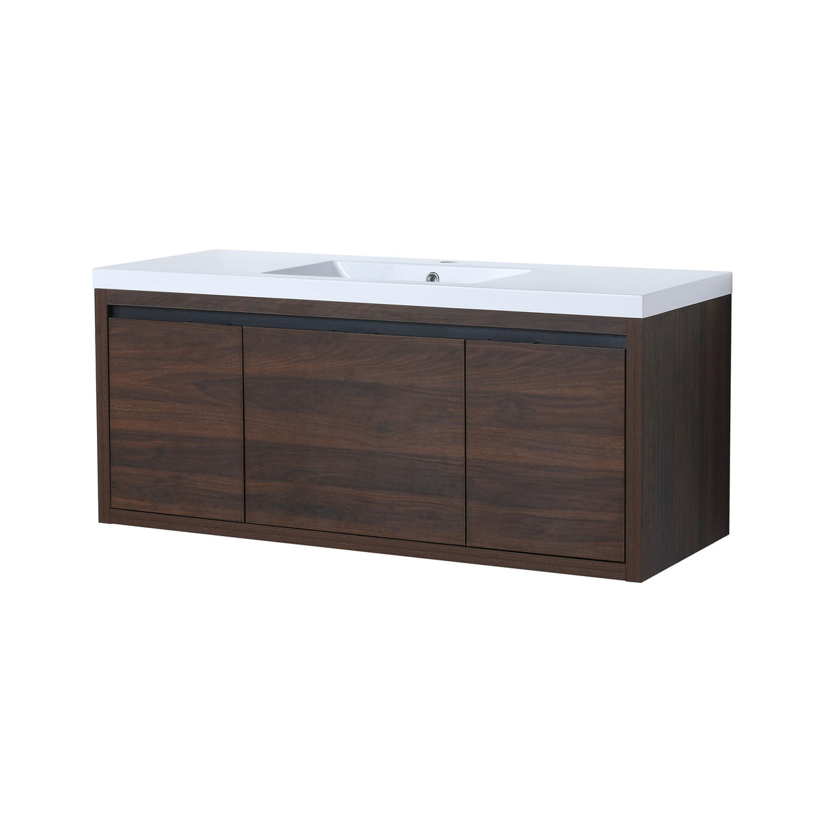 Floating Bathroom Vanity with Resin Sink and Soft-Close Doors - Wood